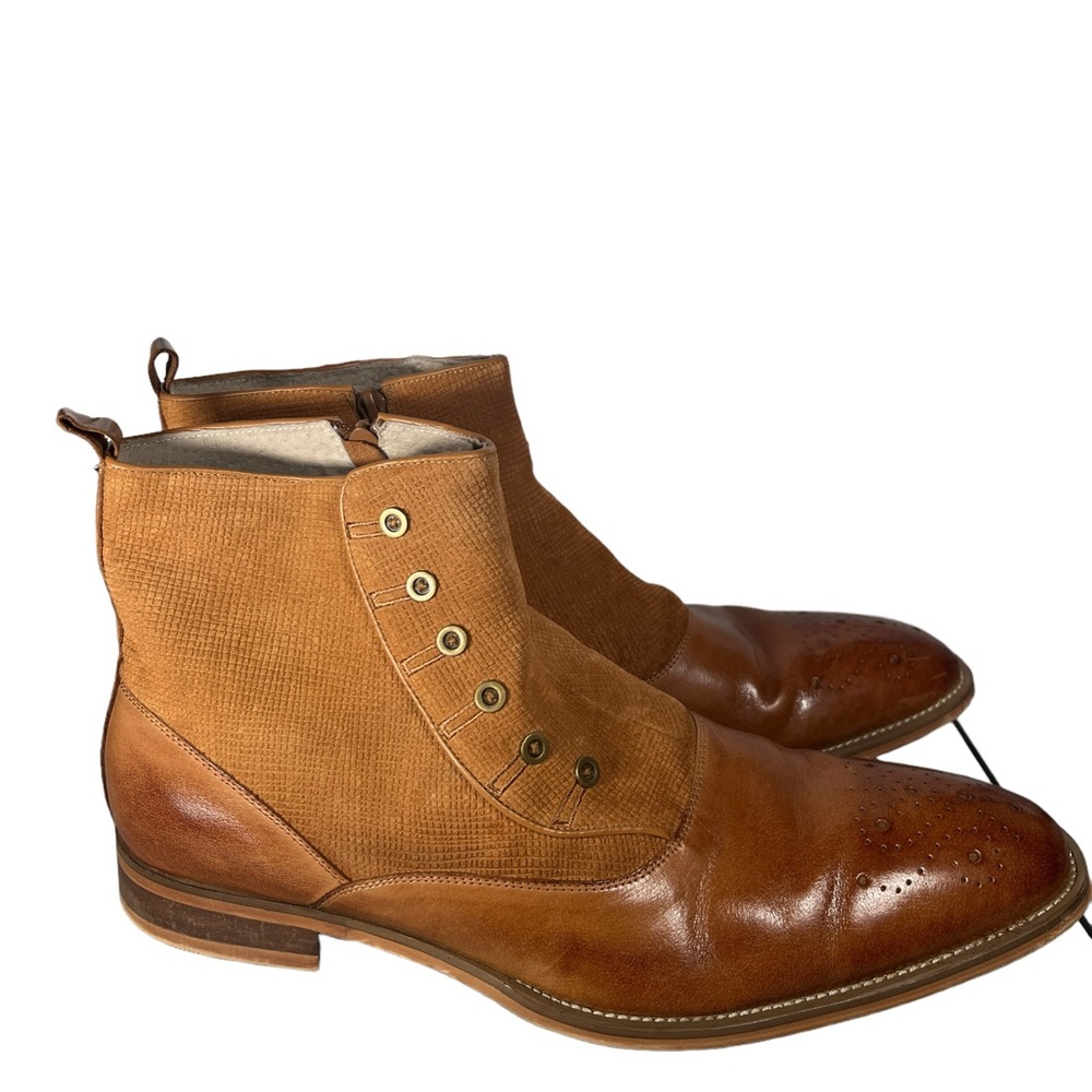 Giovanni Kendrick Leather Ankle Boot Tan Mens 13 Wool Felt Accent